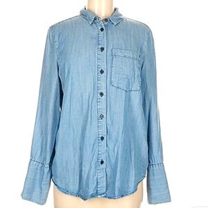 Who What Wear Blue Denim Shirt Button Front Chambray XL